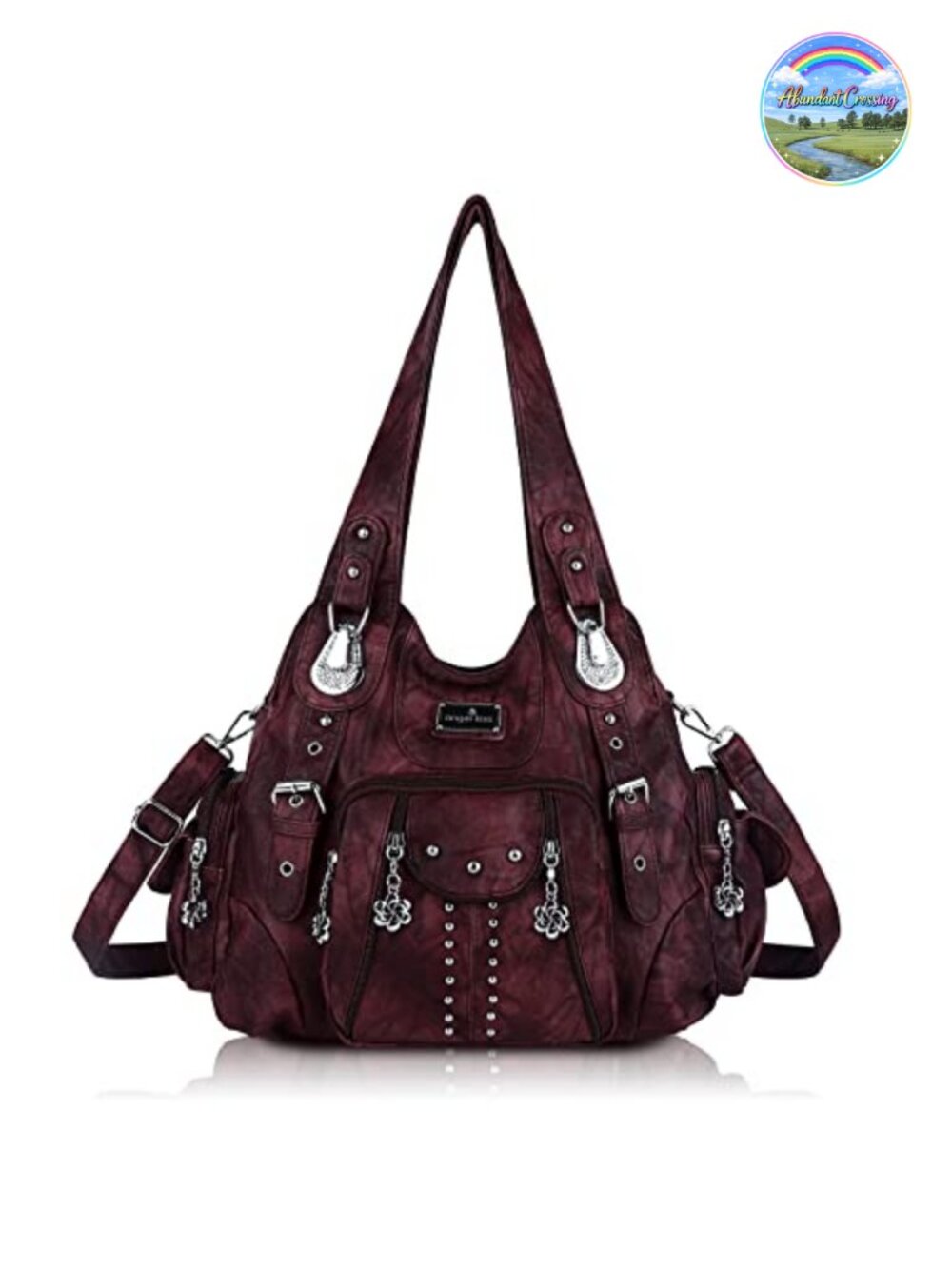 Soft PU Leather Large Hobo Shoulder Bag with Multiple Pockets